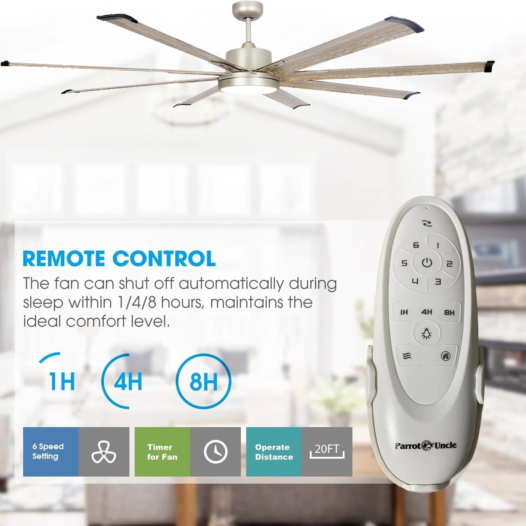 Ventilador de techo Bankston Modern de 189 cm (72") con acabado en níquel satinado, montaje con varilla Motor DC, iluminación LED y mando a distancia