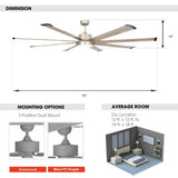 Ventilador de techo Bankston Modern de 189 cm (72") con acabado en níquel satinado, montaje con varilla Motor DC, iluminación LED y mando a distancia
