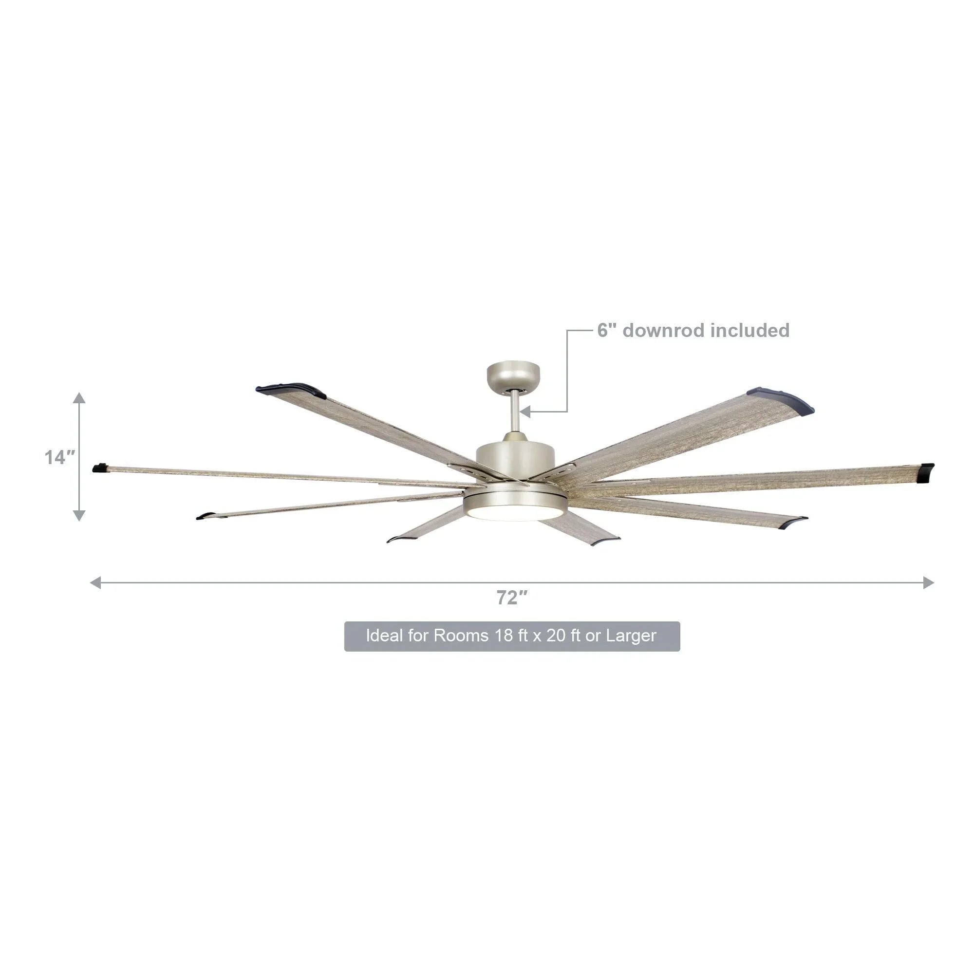 Ventilador de techo Bankston Modern de 189 cm (72") con acabado en níquel satinado, montaje con varilla Motor DC, iluminación LED y mando a distancia