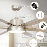 Ventilador de techo Bankston Modern de 189 cm (72") con acabado en níquel satinado, montaje con varilla Motor DC, iluminación LED y mando a distancia