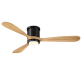 Ventilador de techo Mavren negro/madera clara de Ø132 cm con luz LED y aspas de madera maciza 100% 