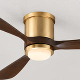 Ventilador de techo Mavren Soft Brass y nogal oscuro de Ø132 cm con luz LED y aspas de madera maciza 100% 