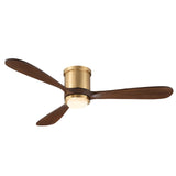Ventilador de techo Mavren Soft Brass y nogal oscuro de Ø132 cm con luz LED y aspas de madera maciza 100% 