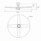 Ventilador de techo silencioso Parvez Black And Walnut Tone Ø152 cm con luz LED