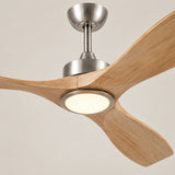 Ventilador de techo Livia cromo/madera clara de Ø152 cm con luz LED y aspas de madera maciza 100% 
