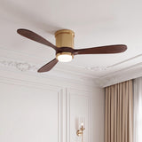 Ventilador de techo Mavren Soft Brass y nogal oscuro de Ø132 cm con luz LED y aspas de madera maciza 100% 