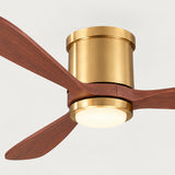 Ventilador de techo Mavren Soft de latón/cherry con Ø132 cm, luz LED y aspas de madera maciza 100% 