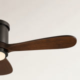 Ventilador de techo Mavren negro y nogal oscuro de Ø132 cm con luz LED y aspas de madera maciza 100% 