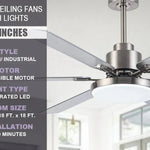 Ventilador de techo moderno Lucknow de 152 cm (60") con iluminación y mando a distancia