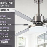 Ventilador de techo moderno Lucknow de 152 cm (60") con iluminación y mando a distancia