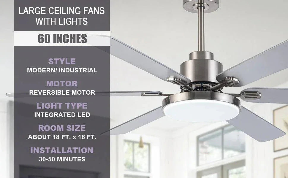 Ventilador de techo moderno Lucknow de 152 cm (60") con iluminación y mando a distancia