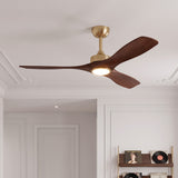 Ventilador de techo Livia en nogal oscuro Ø132 cm con luz LED y aspas de madera maciza 100%