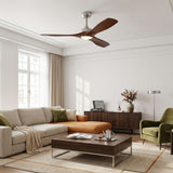 Ventilador de techo Livia en nogal oscuro Ø132 cm con luz LED y aspas de madera maciza 100%