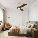 Ventilador de techo Livia en nogal oscuro Ø132 cm con luz LED y aspas de madera maciza 100%