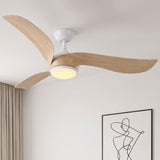 Ventilador de techo silencioso PHIL de Ø132 cm con acabado de grano de madera, luz LED y 40W Motor DC