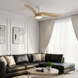Ventilador de techo silencioso PHIL de Ø132 cm con acabado de grano de madera, luz LED y 40W Motor DC