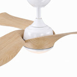 Ventilador de techo silencioso PHIL de Ø132 cm con acabado de grano de madera, luz LED y 40W Motor DC