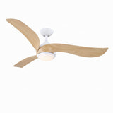 Ventilador de techo silencioso PHIL de Ø132 cm con acabado de grano de madera, luz LED y 40W Motor DC