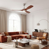 Ventilador de techo Livia en Soft Brass/Cerezo Ø132 cm con luz LED y aspas de madera maciza 100%