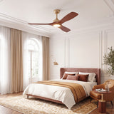 Ventilador de techo Livia en Soft Brass/Cerezo Ø132 cm con luz LED y aspas de madera maciza 100%