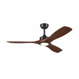 Ventilador de techo Livia en nogal oscuro Ø132 cm con luz LED y aspas de madera maciza 100%