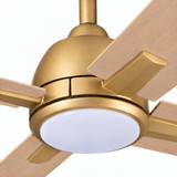 Ventilador de techo silencioso LINDEN en tono madera de haya Ø122 cm con luz LED