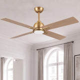 Ventilador de techo silencioso LINDEN en tono madera de haya Ø122 cm con luz LED