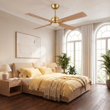 Ventilador de techo silencioso LINDEN en tono madera de haya Ø122 cm con luz LED