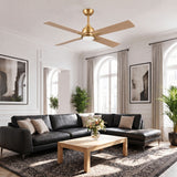 Ventilador de techo silencioso LINDEN en tono madera de haya Ø122 cm con luz LED