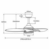Ventilador de techo negro MAXI Ø132 cm silencioso con luz LED DC 40W 
