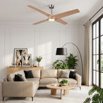 Parvez Beech And Chrome Tone Silent Ceiling Fan Ø152 cm With Led Light