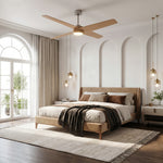 Parvez Beech And Chrome Tone Silent Ceiling Fan Ø152 cm With Led Light