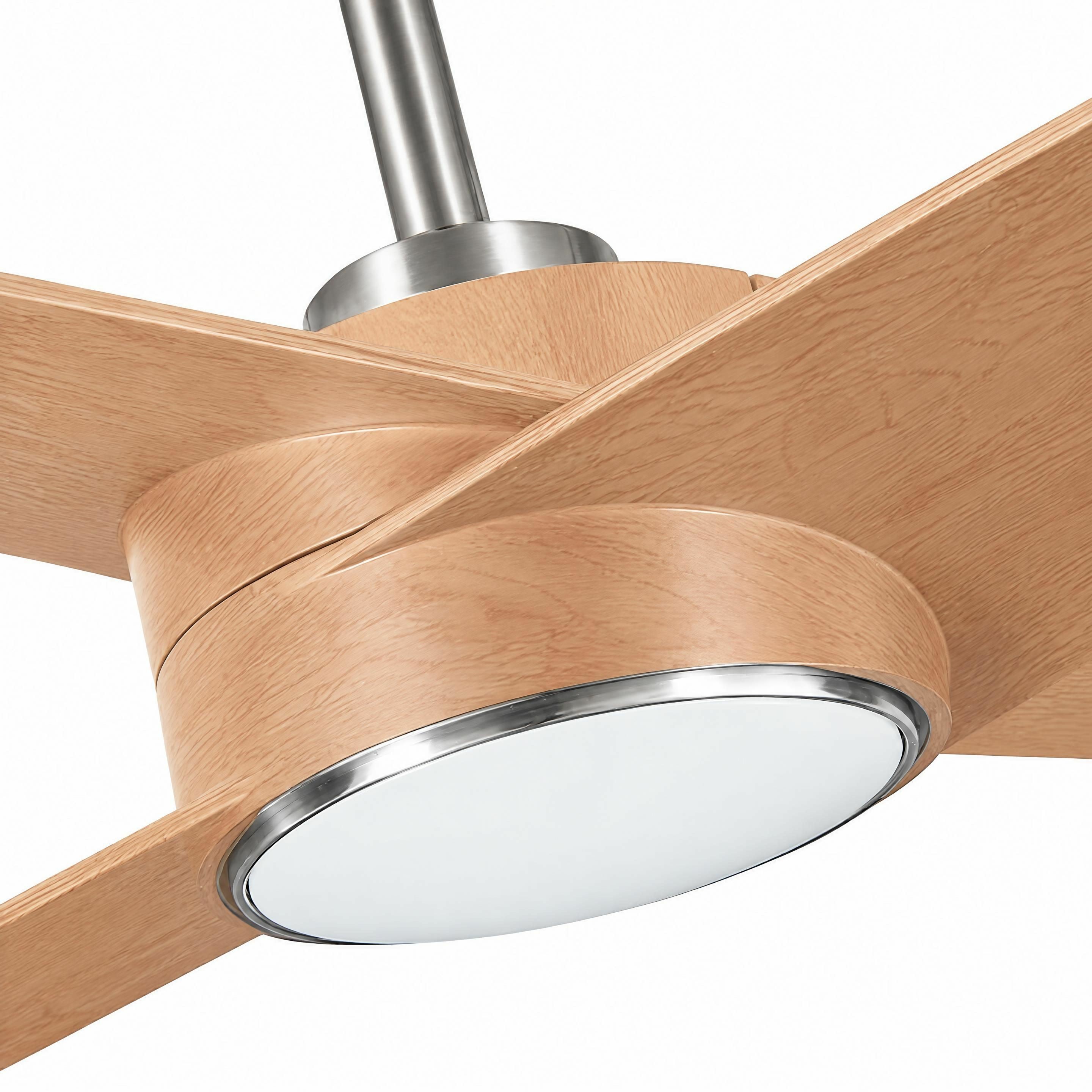 Parvez Beech And Chrome Tone Silent Ceiling Fan Ø152 cm With Led Light
