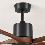 Ventilador de techo Amora negro/nogal oscuro Ø132 cm con luz LED y aspas de madera maciza 100%
