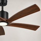 Ventilador de techo Amora negro/nogal oscuro Ø132 cm con luz LED y aspas de madera maciza 100%