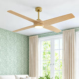 Ventilador de techo silencioso Parvez de tono madera natural Ø152 cm con luz LED