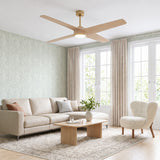 Ventilador de techo silencioso Parvez de tono madera natural Ø152 cm con luz LED