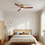 Ventilador de techo Mavren Soft de latón/cherry con Ø132 cm, luz LED y aspas de madera maciza 100% 