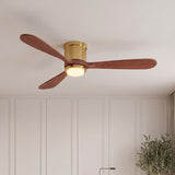 Ventilador de techo Mavren Soft de latón/cherry con Ø132 cm, luz LED y aspas de madera maciza 100% 