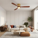 Ventilador de techo Mavren Soft de latón/cherry con Ø132 cm, luz LED y aspas de madera maciza 100% 