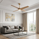 Ventilador de techo silencioso Parvez Beech en tono madera Ø152 cm con luz LED