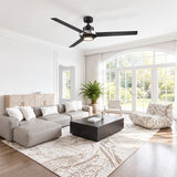 Ventilador de techo silencioso negro NEIL de Ø132 cm con luz LED