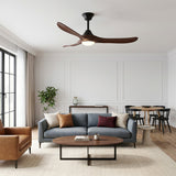 Ventilador de techo Selva nogal oscuro de Ø132 cm con luz LED y aspas de madera maciza 100% 