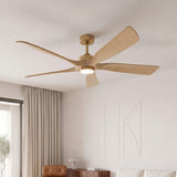 Ventilador de techo Vesta de Soft Brass/madera clara de Ø152 cm con luz LED y aspas de madera maciza 100% 