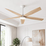 Ventilador de techo de grano de madera silencioso MORIN de Ø132 cm con luz LED