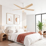 Ventilador de techo de grano de madera silencioso MORIN de Ø132 cm con luz LED
