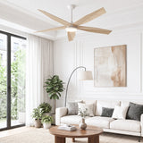 Ventilador de techo de grano de madera silencioso MORIN de Ø132 cm con luz LED