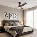 Louise Matte Black Ceiling Fan Ø142 cm with LED Light and 100% Solid Wood Blades