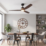 Louise Matte Black Ceiling Fan Ø142 cm with LED Light and 100% Solid Wood Blades