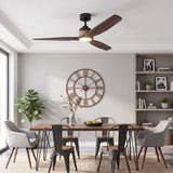Louise Matte Black Ceiling Fan Ø142 cm with LED Light and 100% Solid Wood Blades